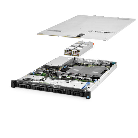 1U 4-Bay PowerEdge R430 3.5'' SAS \/ SATA quarter turn view with lid raised to show interior components, with 2 PSUs TM-430-SAP-212