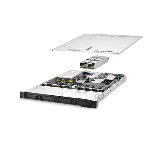 1U 4-Bay PowerEdge R440 3.5'' quarter turn view with lid raised to show interior components, with 2 PSUs SERVER8-Replacement