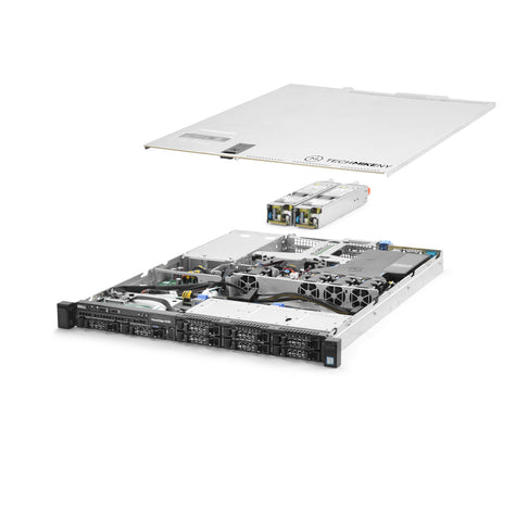 1U 8-Bay PowerEdge R330 2.5'' SAS \/ SATA quarter turn view with lid raised to show interior components, with 2 PSUs TM-330-SAP-021