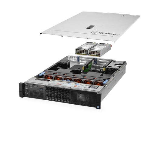 2U 8-Bay Precision 7910 8B 2.5'' SAS \/ SATA quarter turn view with lid raised to show interior components, with 2 PSUs TM-PR7910-015