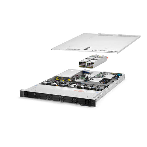 1U 10-Bay PowerEdge R440 2.5'' SAS \/ SATA quarter turn view with lid raised to show interior components, with 2 PSUs TM-440-SAP-180