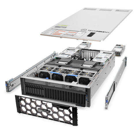 3U 8-Bay PowerEdge R940 2.5'' SAS \/ SATA quarter turn view with lid raised to show interior components,  TM-940-SAP-146