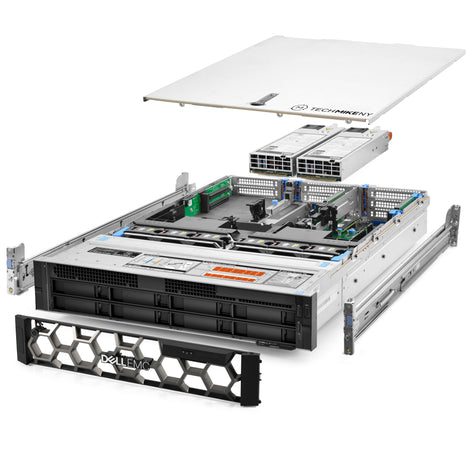 2U 8-Bay PowerEdge R540 3.5'' SAS \/ SATA quarter turn view with lid raised to show interior components,  TM-540-SAP-204