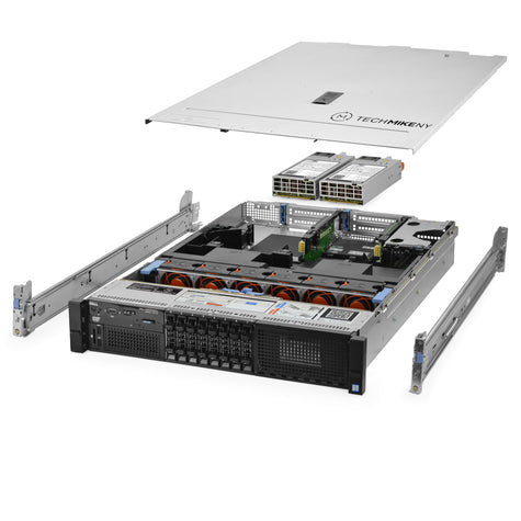 2U 8-Bay Precision 7910 8B 2.5'' SAS \/ SATA quarter turn view with lid raised to show interior components, with 2 PSUs and rail kit TM-PR7910-005