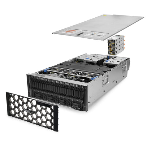 4U 32-Bay PowerEdge R940xa QS 2.5'' SAS \/ SATA quarter turn view with lid raised to show interior components,  R940xa_RTX_A6000